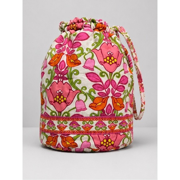 Vera Bradley Handbags - Vera Bradley Ditty Bag Lilli Bell Lined Cinch Tote Drawstring Retired Pink